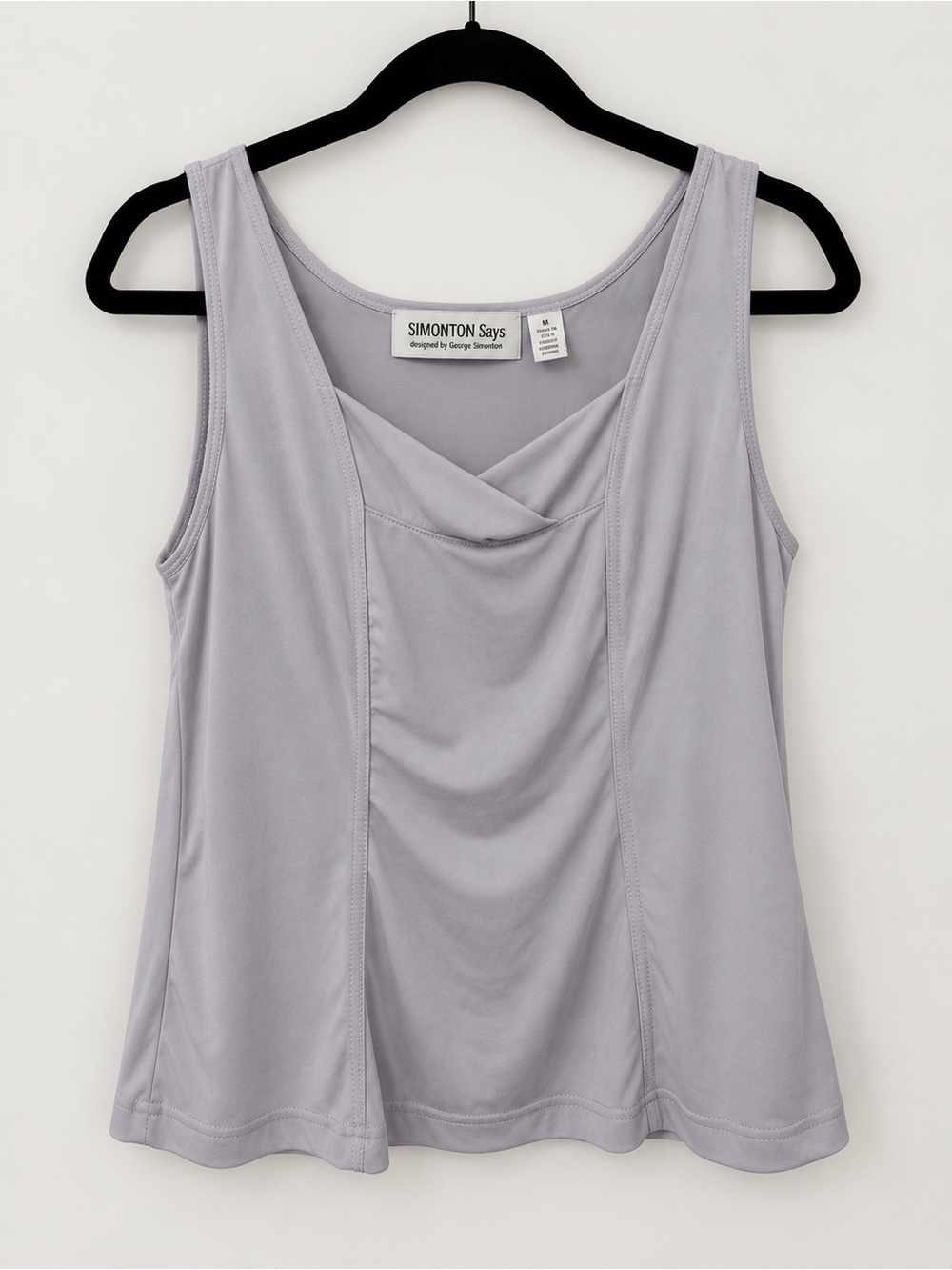 Vintage Simonton Says George Simonton Gray Cowl Neck Tank Top Women’s M